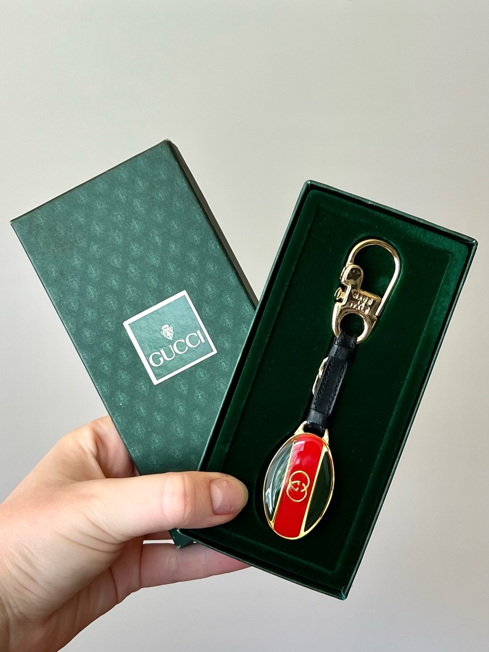 GUCCI Keyring Keychain Bag Charm GG gold red navy